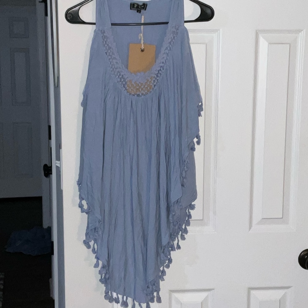 POL Sky Blue Tassel Tunic